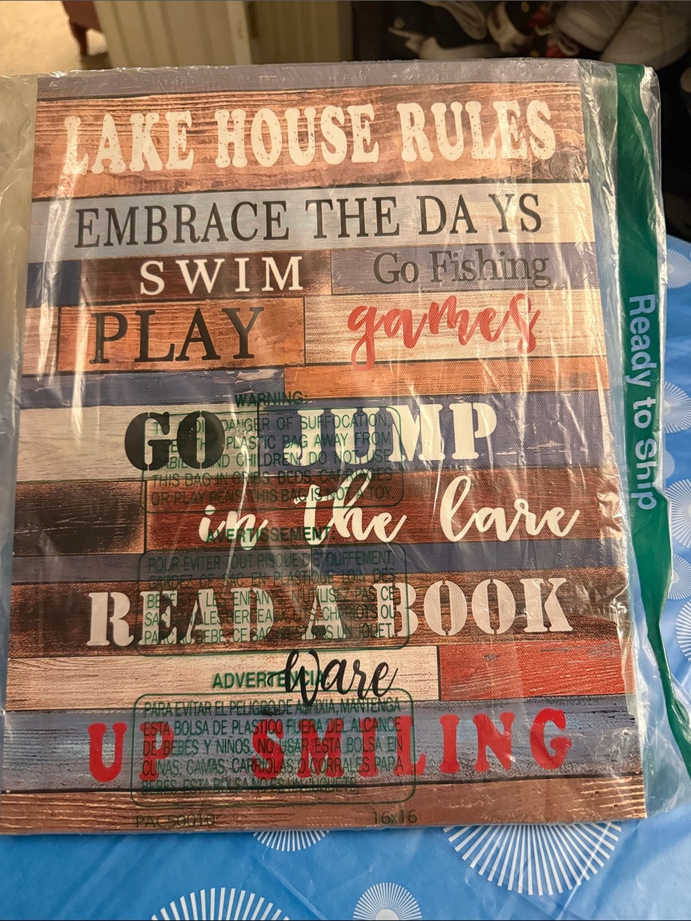 Lake House Rules Wall Art Sign - Multi-Color